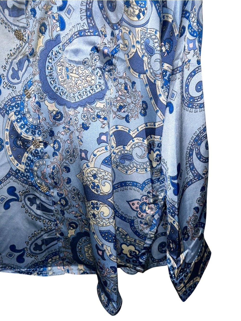 🌸POL M Blue Paisley Button-Down Shirt P003 - Picture 5 of 6